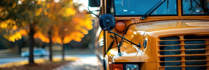 closeup photo of new school bus,