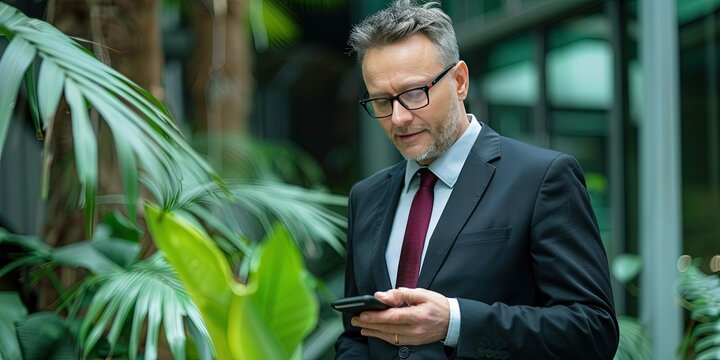 CEO checking messages on smartphone