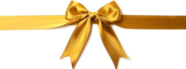 Fototapeta premium Golden ribbon with bow on white background isolated