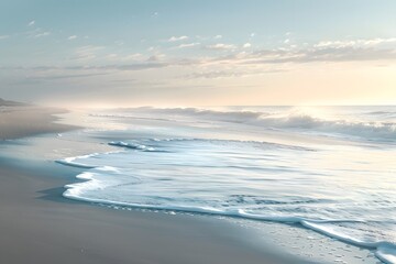 Serene Morning at a Tranquil Beach with Gentle Waves
