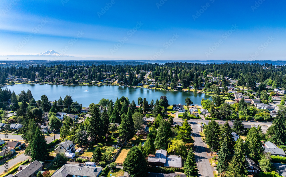 Wall mural lake burien aerial