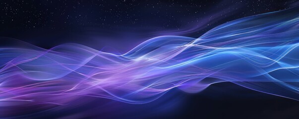 Obraz premium Glowing purple and blue translucent waves against a starry night sky