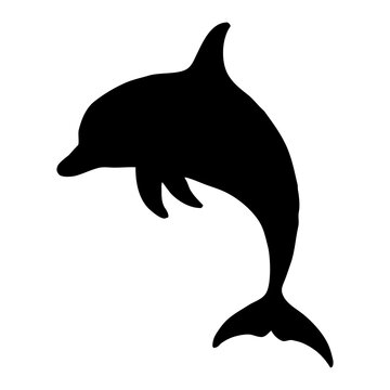 recommend clip art: Dolphin, sea-themed graphic. Perfect for ocean, marine and marine mammal illustrations. Black dolphins, white background. Generated by Ai