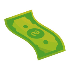 Cartoon banknotes. and stacks of green dollar bills