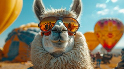 alpaca wearing aviator goggles