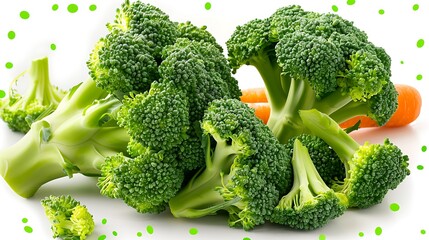 Fresh Broccoli With Carrots On White Background
