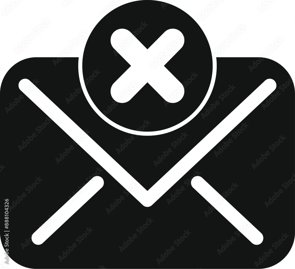 Poster simple glyph icon concept for closed envelope with cross sign representing deleting a message