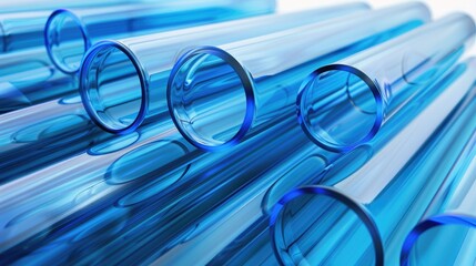 Blue glass isolated colored plastic tubes