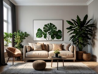 Stylish Living Space Adorned with Lovely House Plants