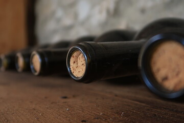 
Wine bottles aging in a Georgian cellar