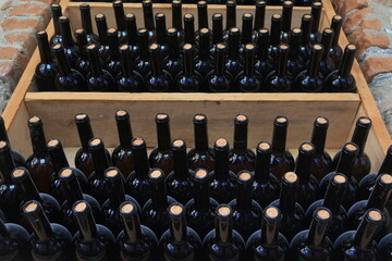 
Wine bottles aging in a Georgian cellar
