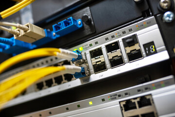 fiber optic with servers in a technology data center