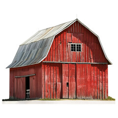 red barn on the isolated white background, png