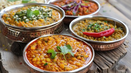Indian Lentil Curries from Different Regions for Traditional Meals