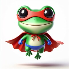 Obraz premium 3D superhero cute frog with a cloak and mask
