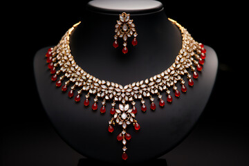 neckless on black background / indian heavy necless