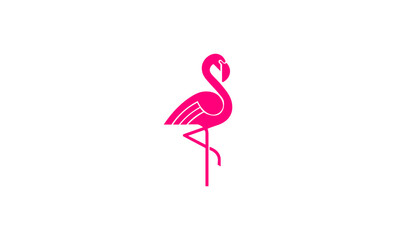 Vector illustration of a pink flamingo in cartoon style