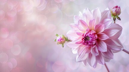 Delicate Pink Dahlia with Dewdrops