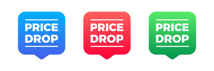 Price drop sale colorful icon set.