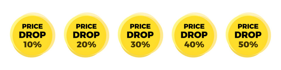 Price drop sale yellow stamp set.