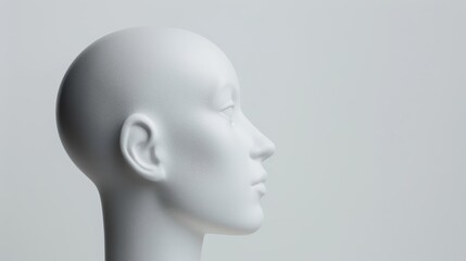 Closeup of a minimalist dolls profile, showcasing its simple features and clean design, isolated on white 