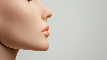 Closeup of a minimalist dolls profile, showcasing its simple features and clean design, isolated on white 