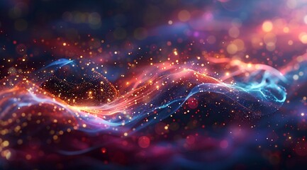 Fototapeta premium Abstract Background with Glowing Bokeh Lights and Swirls 