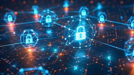 Fototapeta premium Cybersecurity and information or network protection. Future technology web services for business and internet project