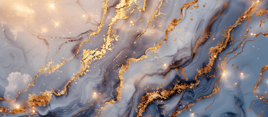 Fototapeta premium shiny glossy marble with gold veins; luxury background with golden lines; widescreen backdrop