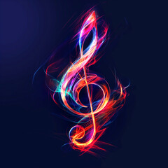 Abstract music notes with color line