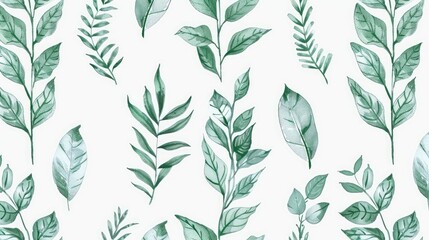 Vintage Verdure, Hand-Drawn Natural Illustration of Green Plants and Leafs, Simple Organic Design, 4K Wallpaper and Background