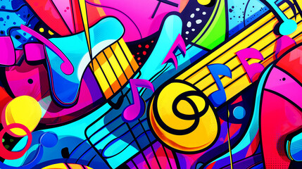 Obraz premium Abstract colorful music art on wall background