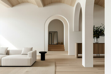 modern scandinavian interior with arch 