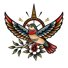 Fototapeta premium old school tattoo style dove