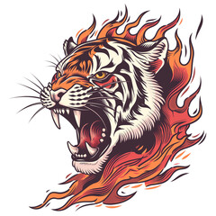 tiger head illustration old school tattoo style