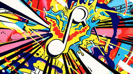 Abstract on funny music note background