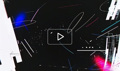 Abstract Modern Digital Art with Neon Accents on Black Background