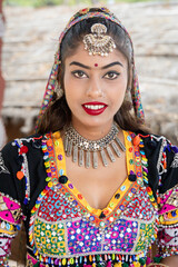 young indian girl in traditional rajasthani attire close up shots from different angle