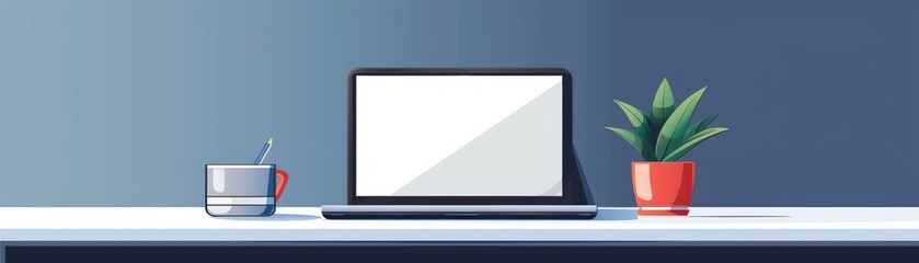 Digital nomad workspace with laptop