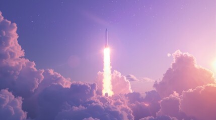 Rocket Launch Through the Clouds