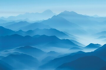 Fototapeta premium blue mountains in the fog , copy space concept for wallpaper or background