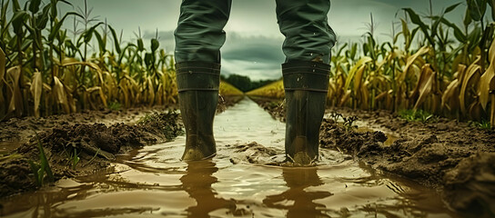 Farmer in a Sea of Corn and Mud