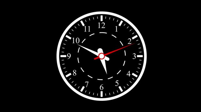 Analog wall clock animation on a black background.