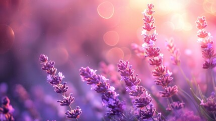 Fototapeta premium Purple Lavender Blooms in a Soft Light