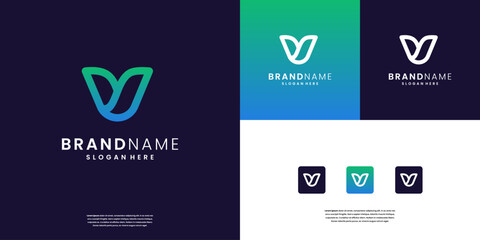 Minimalist letter V logo design template