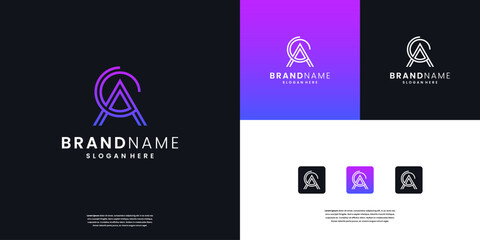 Abstract Letter A  and C technology logo design template