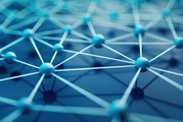 Blue background with shapes connected by network lines