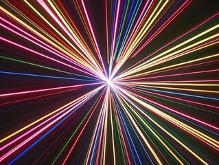 The captivating visual of the light streaks against the dark background highlights the vibrant energy and dynamism of the abstract design.