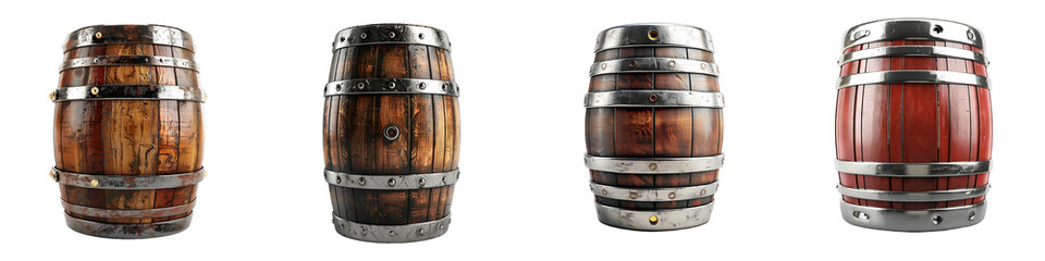 Obraz premium Classic Wooden Barrels in Various Finishes