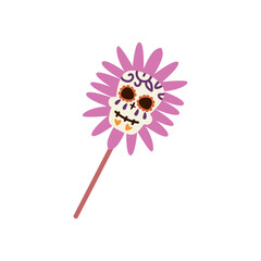 Holiday Sugar Skull Mask for Dia de los Muertos. Isolated background.